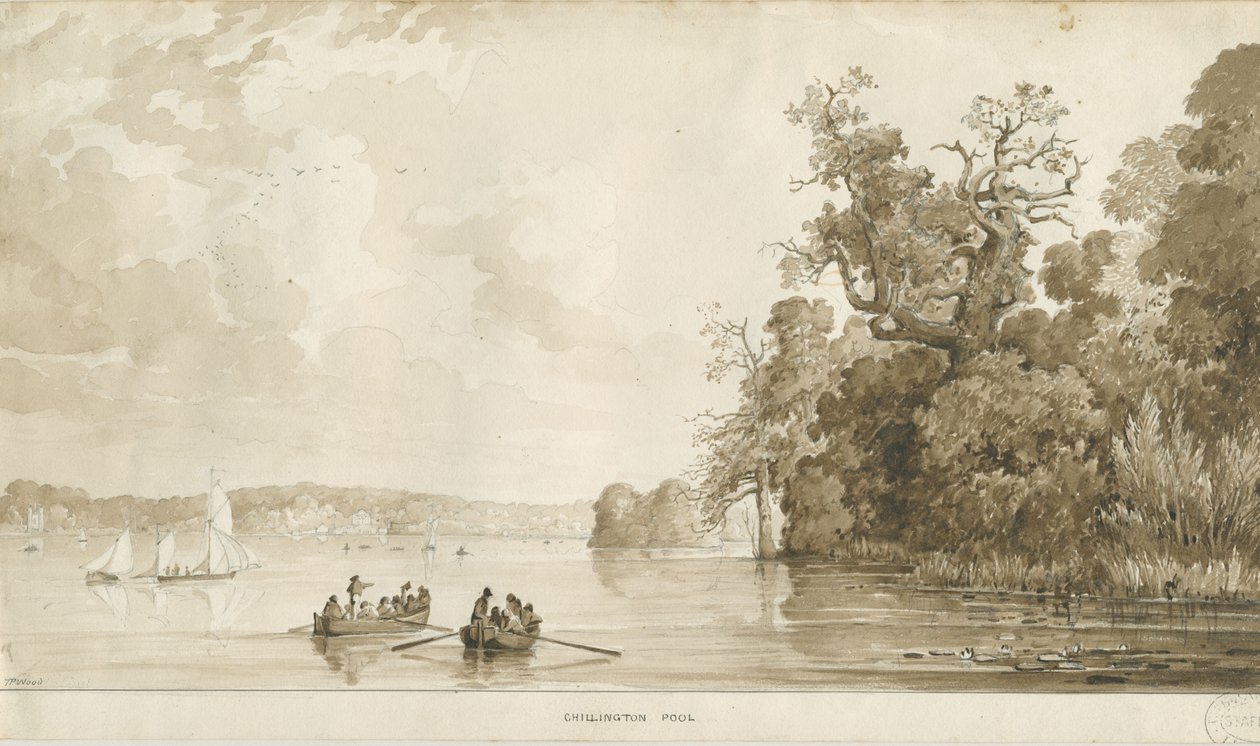Chillington Park - حمام السباحة: رسم بني داكن ، بدون تاريخ [1837-1838] بواسطة توماس بيبلو وود