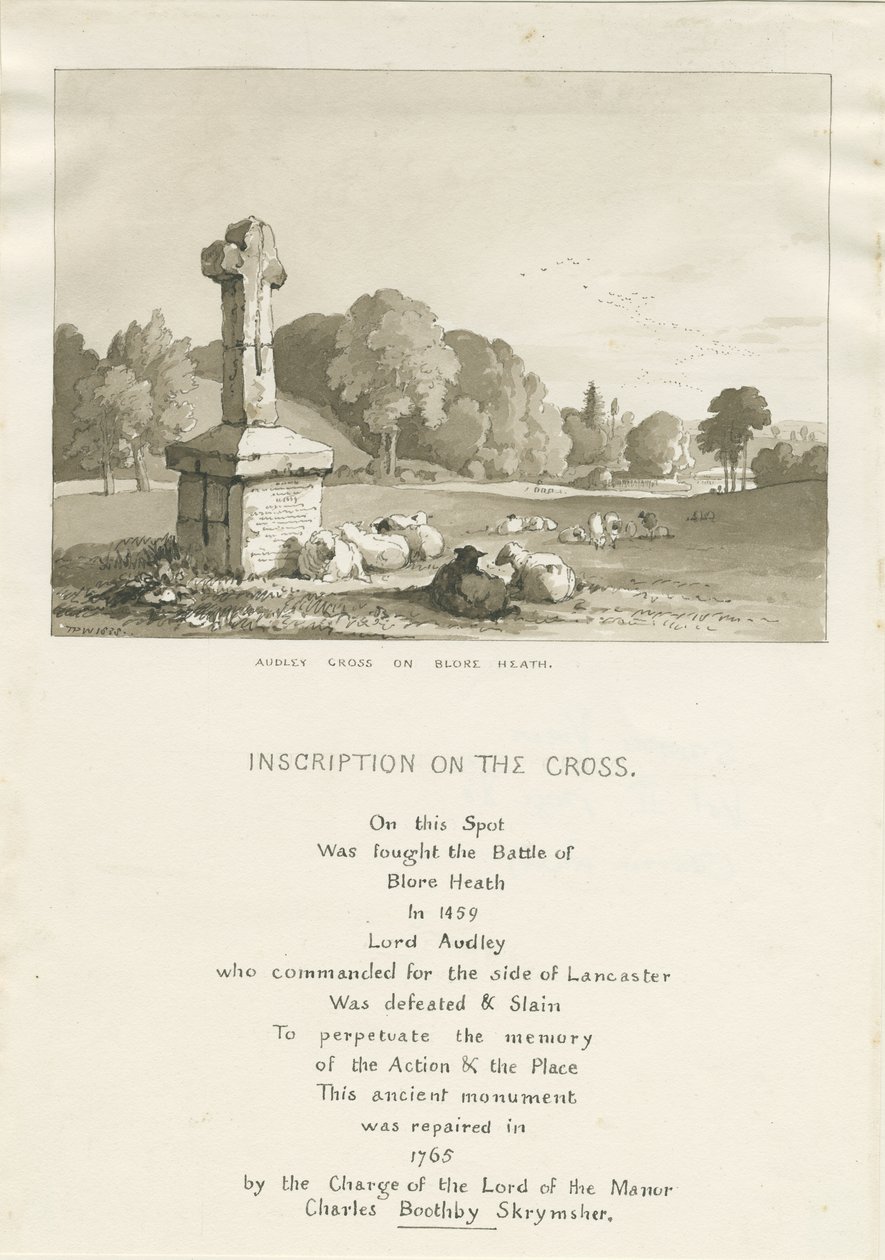 Drayton-in-Hales - &39;Audley Cross on Blore Heath&39;: رسم بني داكن بواسطة توماس بيبلو وود