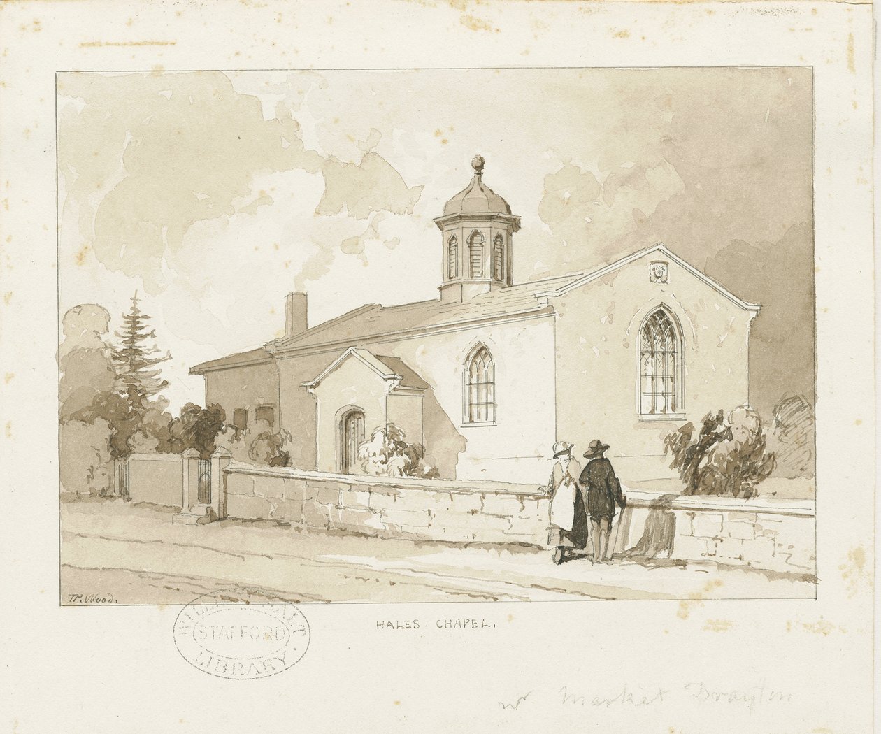Drayton-in-Hales - Hales Chapel: sepia wash drawing، nd [1817-1845] (رسم) بواسطة توماس بيبلو وود
