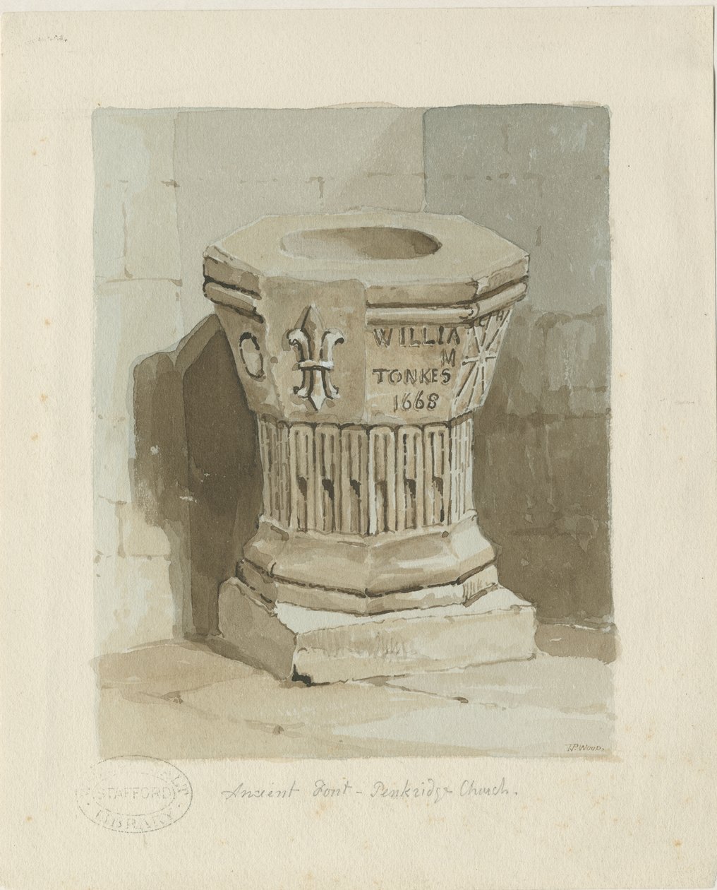 الخط في كنيسة بينكريدج: الرسم بالألوان المائية ، بدون تاريخ [عام 1836] (رسم) بواسطة توماس بيبلو وود