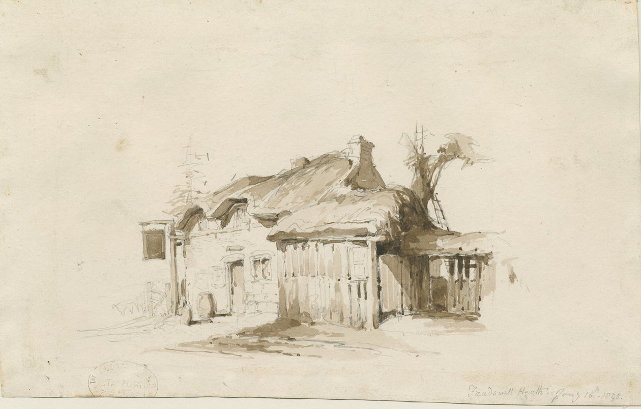 Fradswell - Cottage on Heath: الرسم بالقلم الرصاص والغسيل بواسطة توماس بيبلو وود