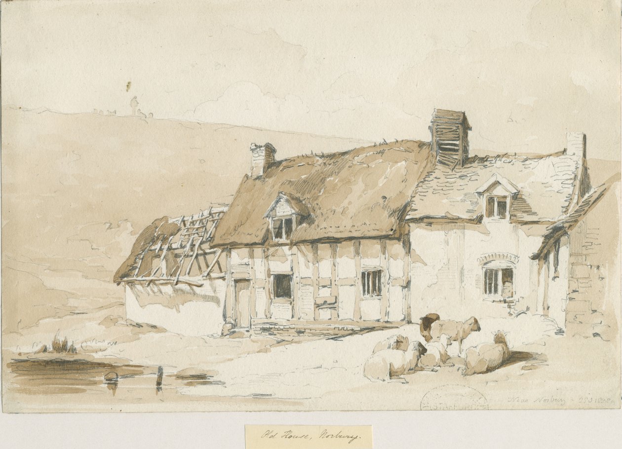 Norbury Village - Old Houses: sepia wash drawing بواسطة توماس بيبلو وود