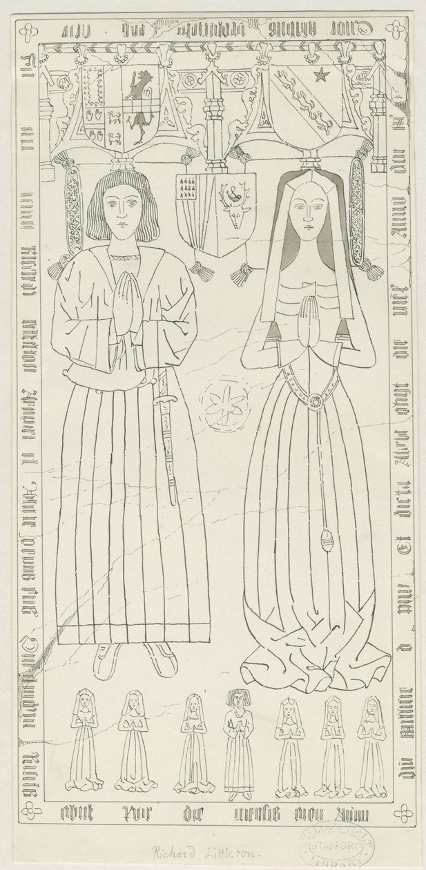 كنيسة بنكريدج - قبر ريتشارد ليتلتون: الرسم بالقلم الجاف والحبر ، و [1842-1845] (رسم) بواسطة توماس بيبلو وود