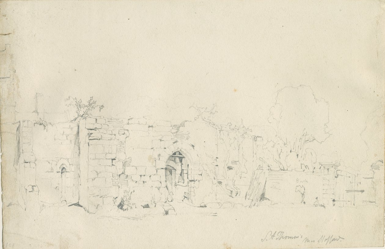 ستافورد - سانت توماس [بريوري]: الرسم بقلم الرصاص ، و [1839] (رسم) بواسطة توماس بيبلو وود