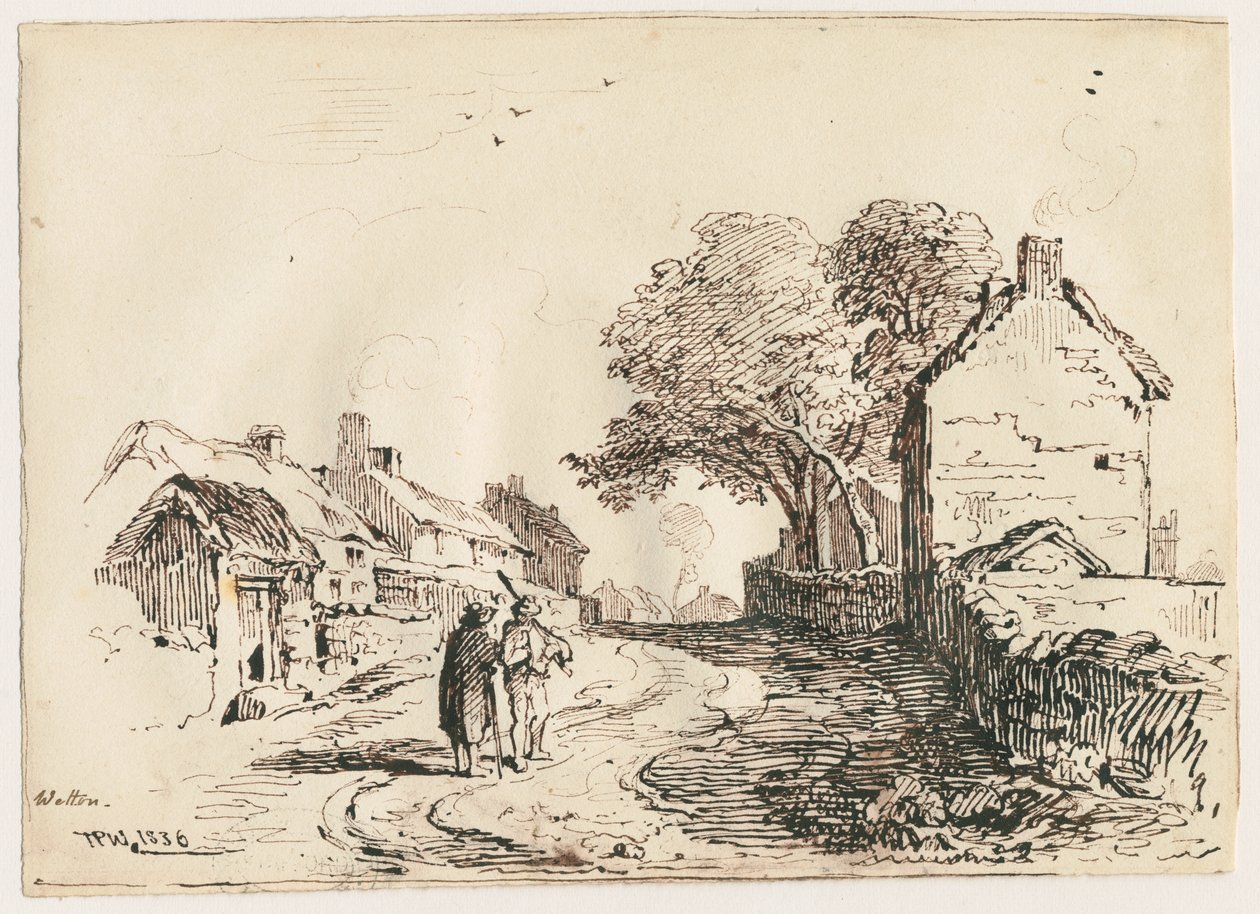 Wetton - Village Street: الرسم بالقلم الجاف والحبر ، ١٨٣٦ بواسطة توماس بيبلو وود