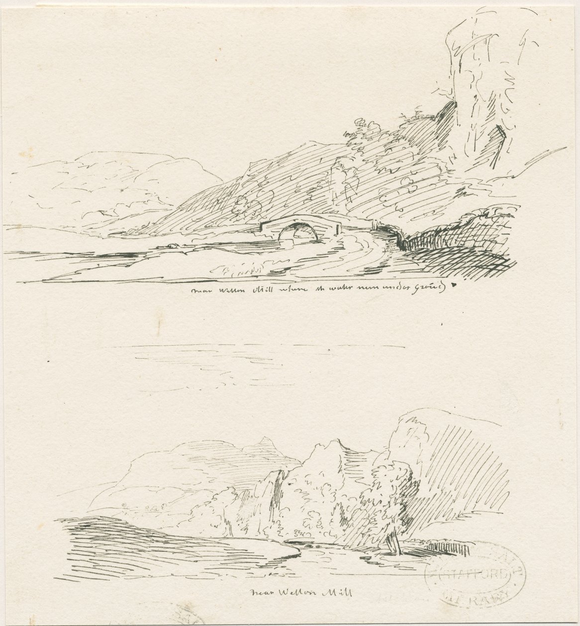 Wetton Mill: رسم بالقلم والحبر ، بدون تاريخ [1817-1845] بواسطة توماس بيبلو وود