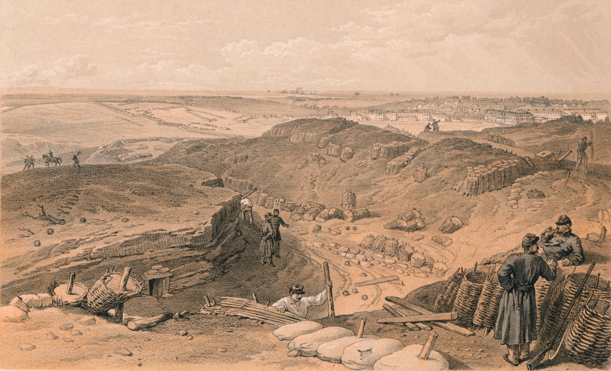 خندق Malakoff ، Battery Gervais ، وخلفي Redan ، 1856 بواسطة توماس بيكين