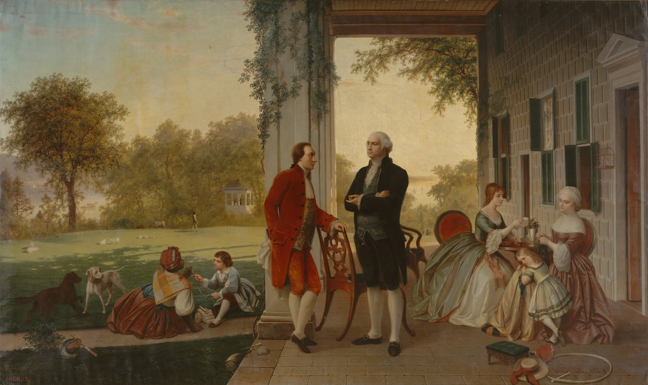 واشنطن ولافاييت في جبل فيرنون ، 1784 موطن واشنطن بعد الحرب ، 1859. بواسطة توماس بريتشارد روسيتر