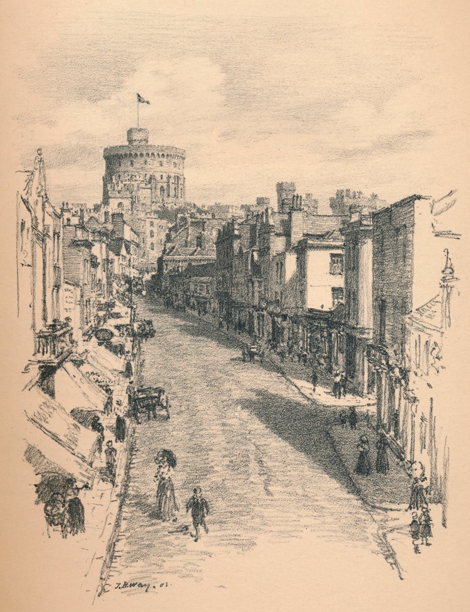 برج وندسور العظيم من شارع Peascod ، 1902 بواسطة توماس روبرت واي