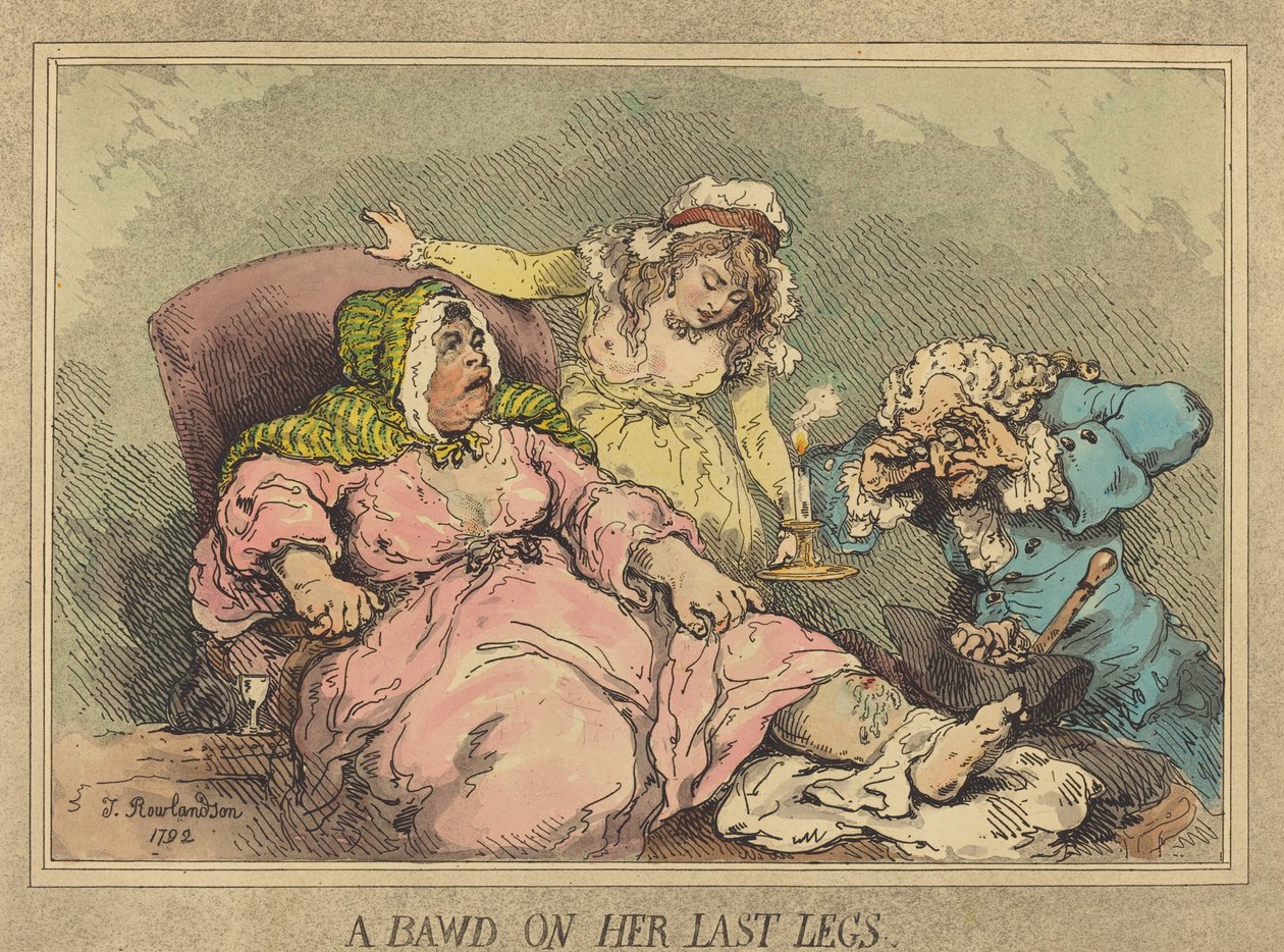 A Bawd on Her Last Legs، 1792 (النقش اليدوي والألوان المائية) بواسطة توماس رولاندسون