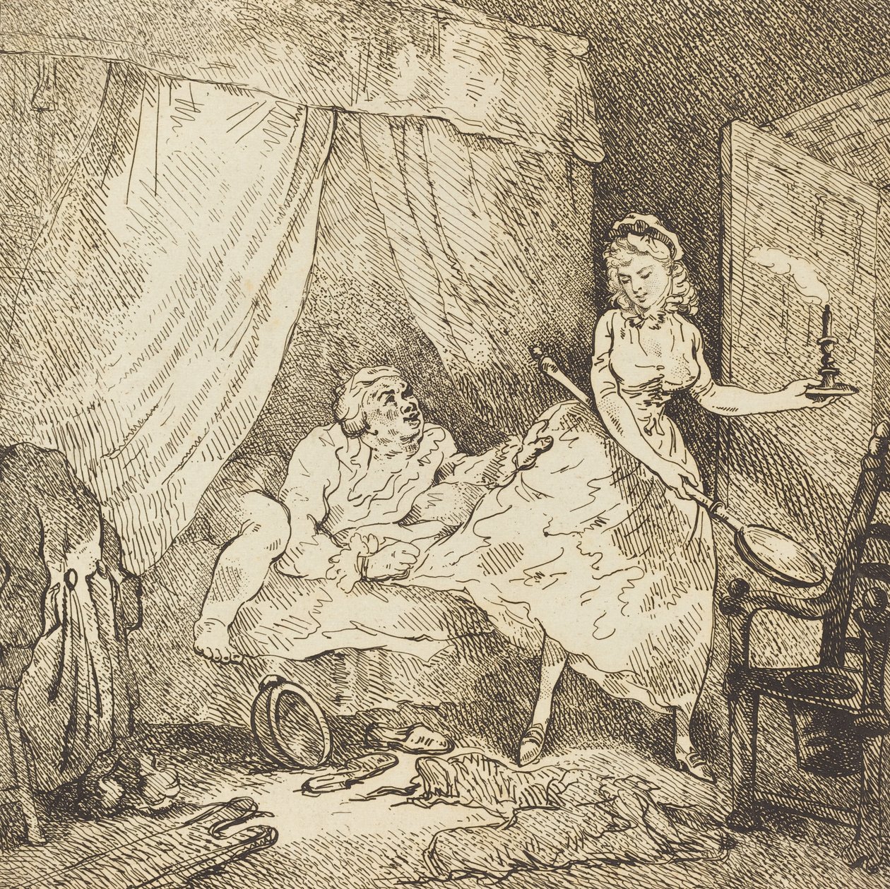 تدفئة السرير ، ج. 1785. بواسطة توماس رولاندسون