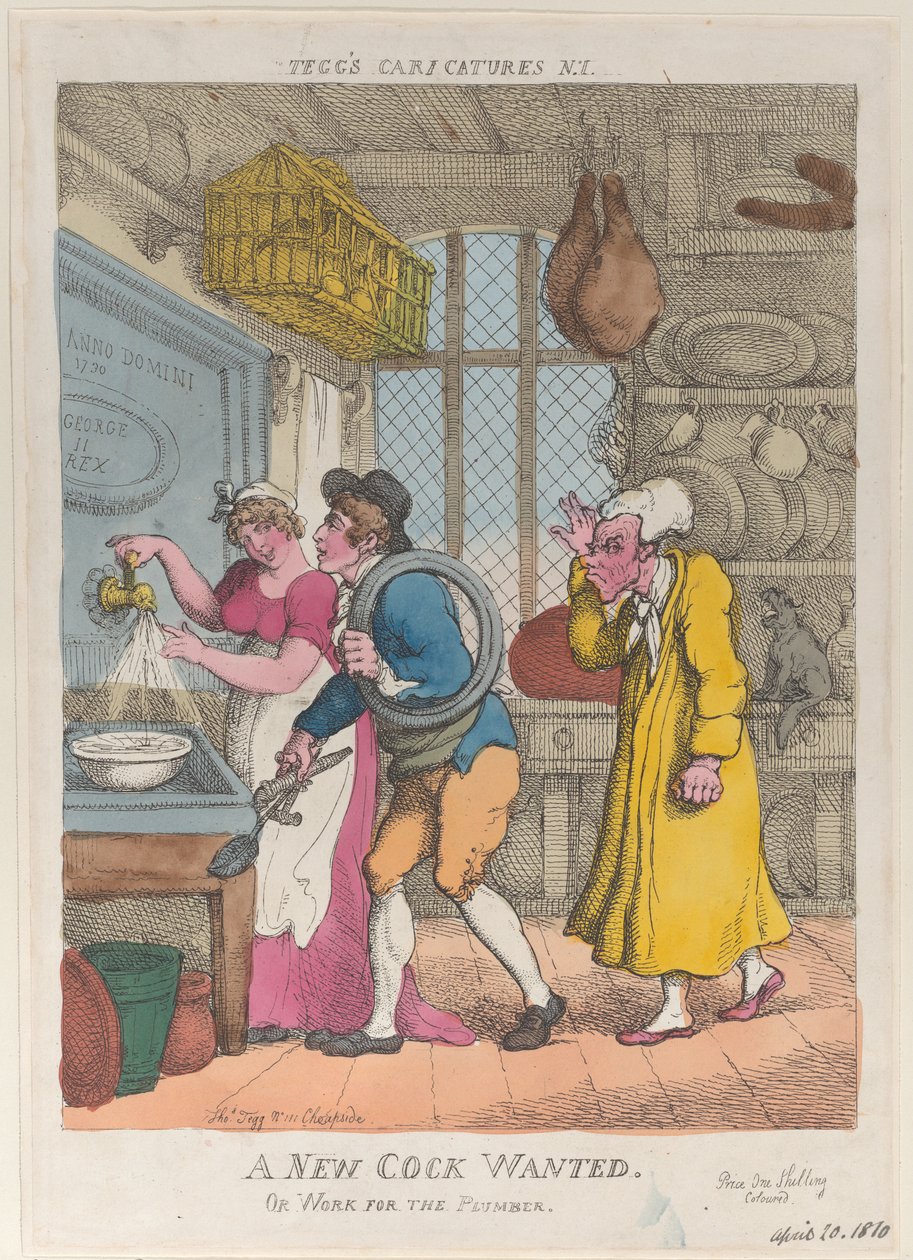 مطلوب ديك جديد ، أو العمل لدى السباك ، 20 أبريل 1810. ، 20 أبريل 1810. بواسطة توماس رولاندسون