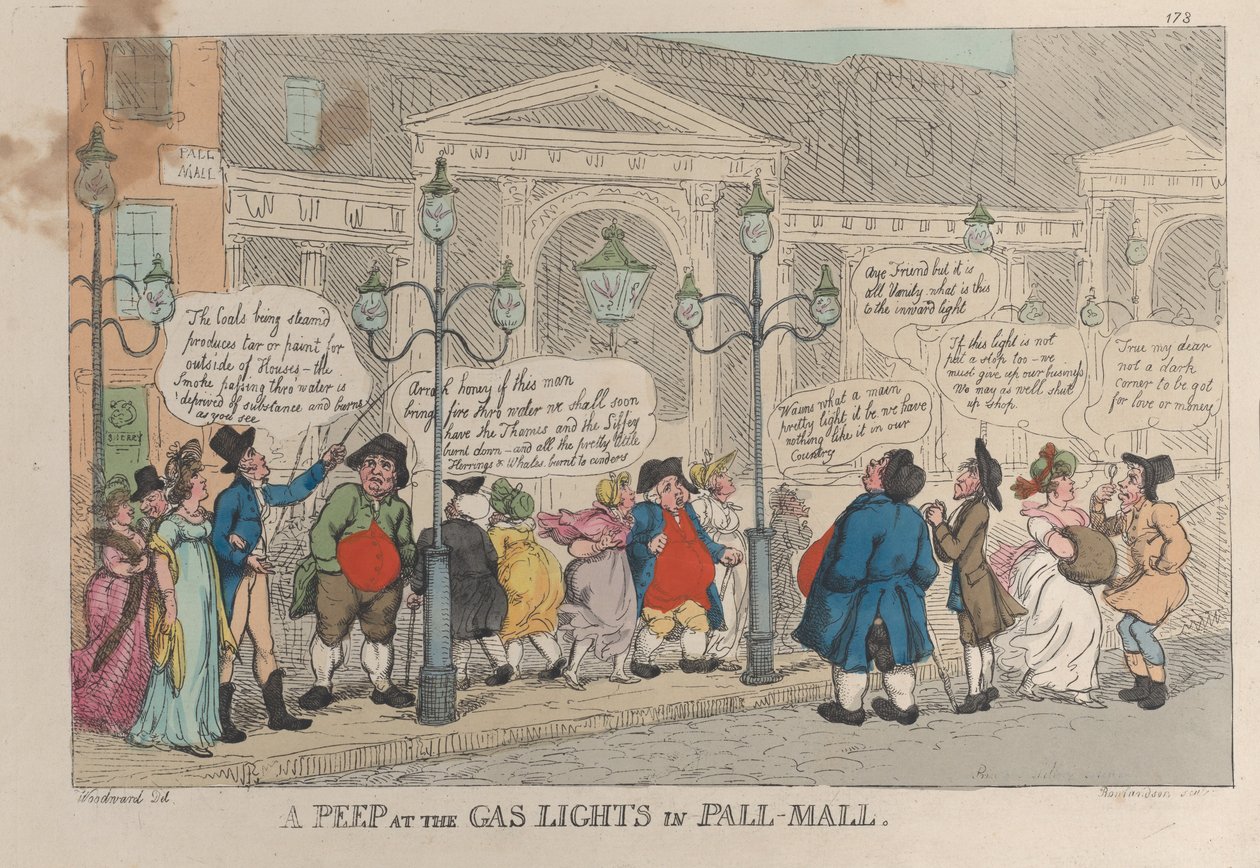 زقزقة في أضواء الغاز في بال مول ، 23 ديسمبر 1809. ، 23 ديسمبر 1809. بواسطة توماس رولاندسون