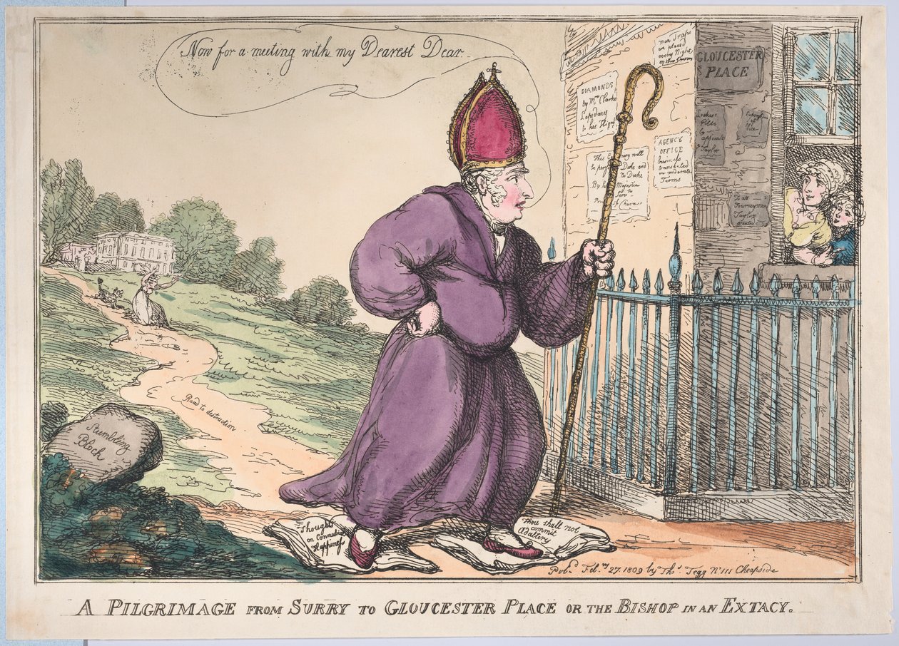 رحلة حج من Surry إلى Gloucester Place أو The Bishop in Extacy ، 27 فبراير 1809. بواسطة توماس رولاندسون