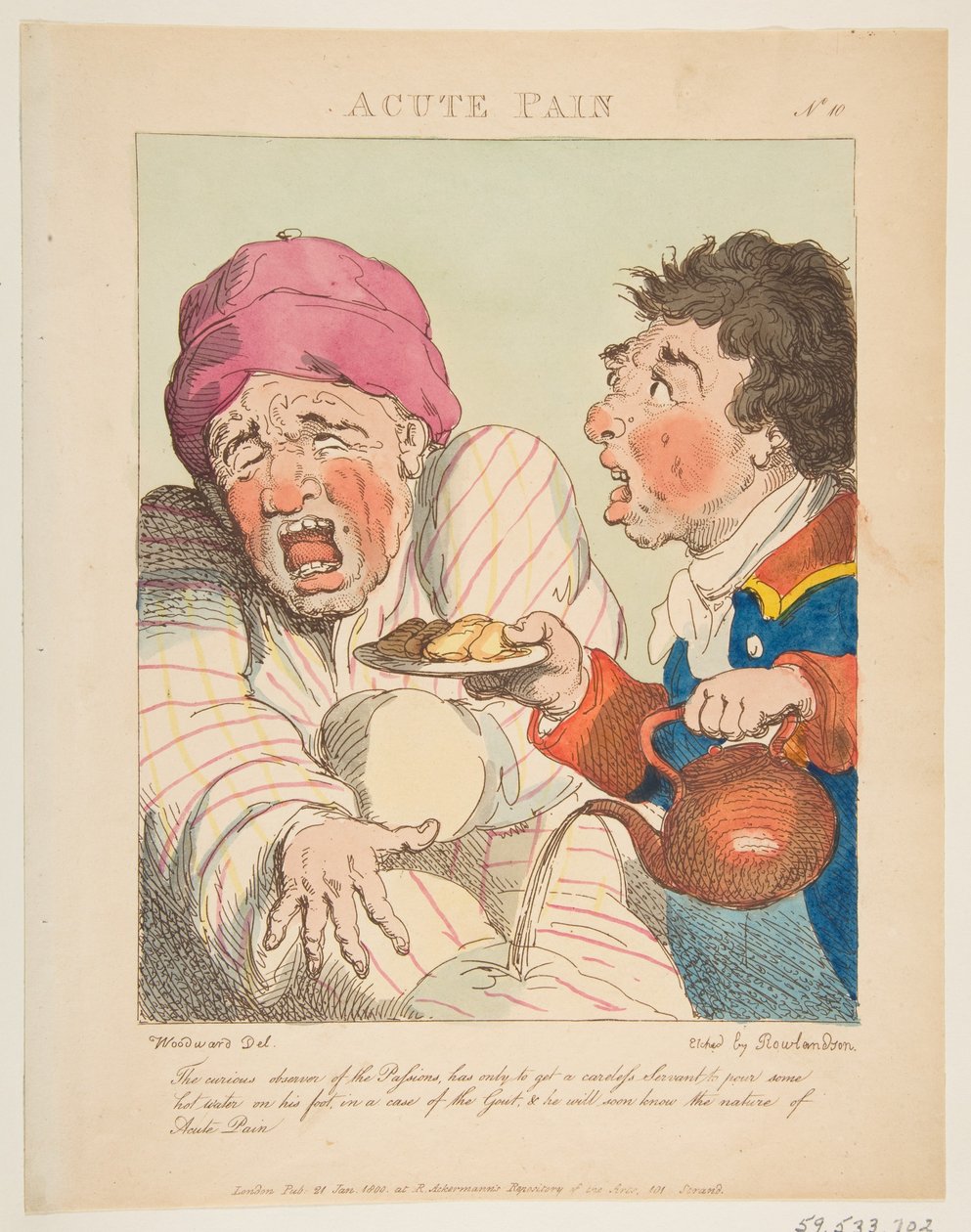 الألم الحاد Le Brun Travested ، أو كاريكاتير العواطف ، 21 يناير 1800. بواسطة توماس رولاندسون
