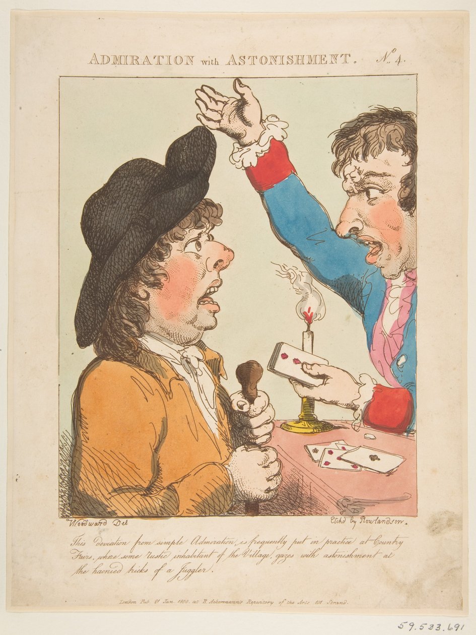 إعجاب مع دهشة Le Brun Travested ، أو كاريكاتير العواطف ، 21 يناير 1800. بواسطة توماس رولاندسون