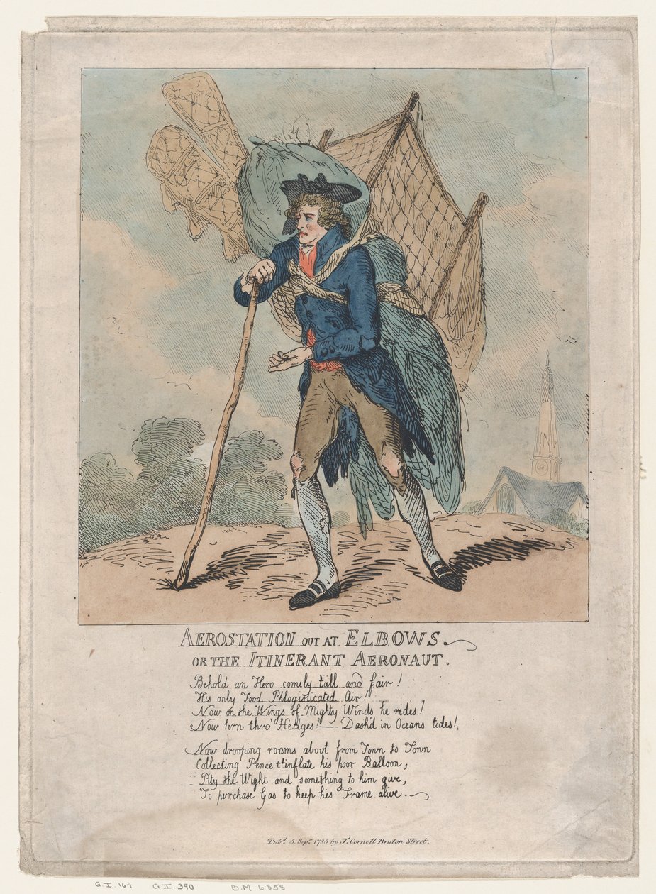 أيروستيشن في Elbows ، أو The Itinerant Aeronaut ، 5 سبتمبر 1785. ، 5 سبتمبر 1785. بواسطة توماس رولاندسون