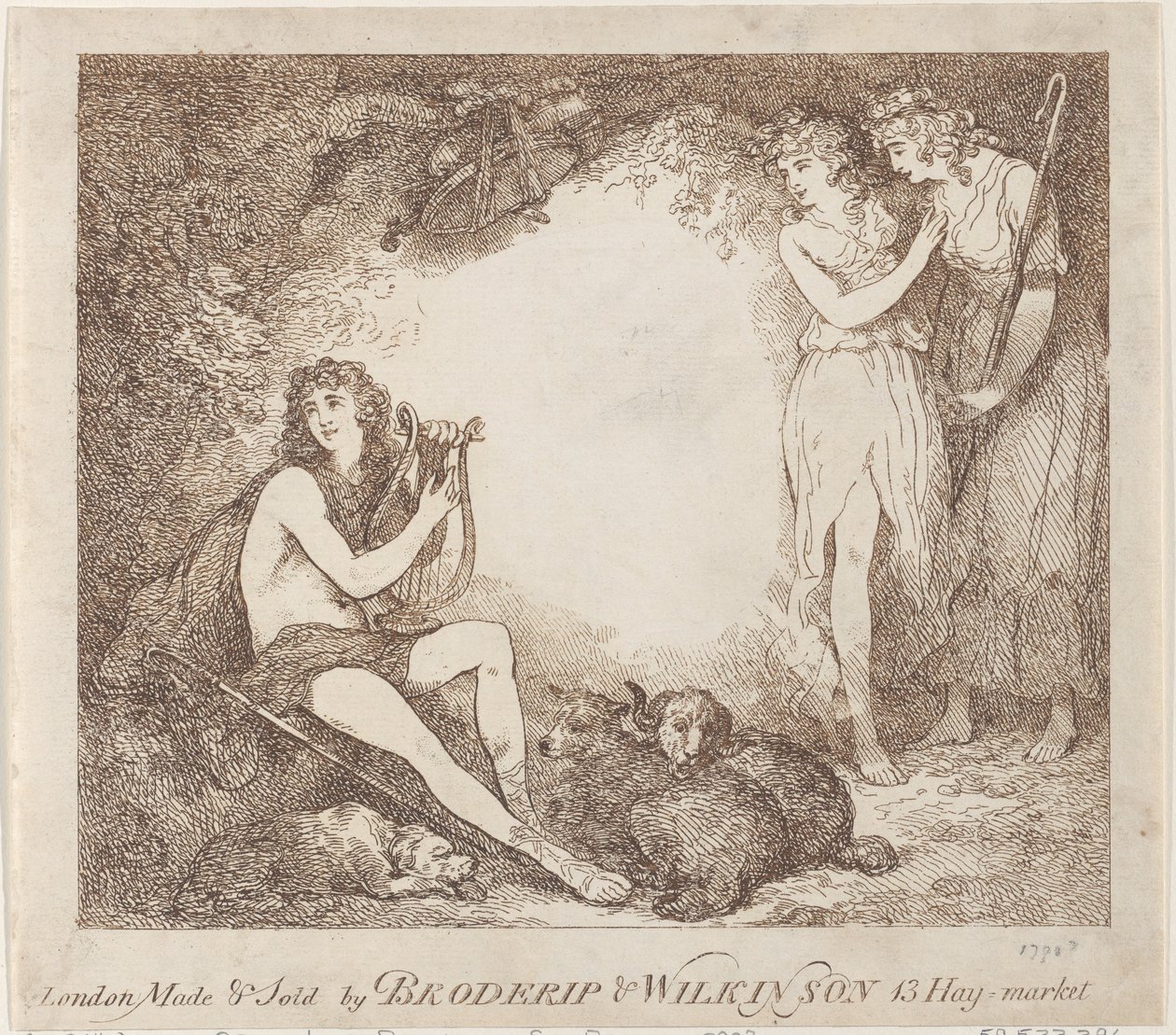 بطاقة أبولو وليرا ودافني التجارية توضح ماريان ، أوبرا ، 1797-99 ، 1797-99. بواسطة توماس رولاندسون