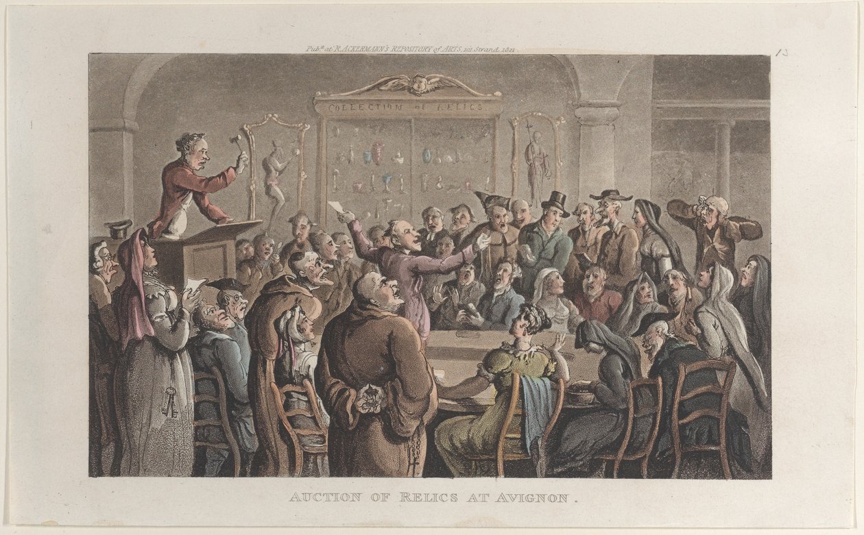 مزاد للآثار في أفينيون ، من Journal of Sentimental Travels in the Southern Provinc ... ، 1821. بواسطة توماس رولاندسون