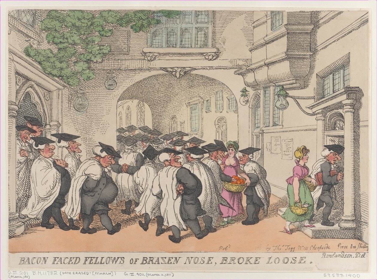 واجه بيكون زملاء من Brazen Nose ، كسر فضفاض ، 1811. ، 1811. بواسطة توماس رولاندسون