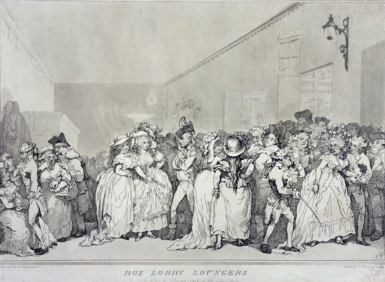 كراسي Box Lobby ، محفورة بواسطة Rowlandson من تصميم هنري ويجستيد (c.1745-93) ، حانة. بواسطة جون رافائيل سميث ، 1786 (نقش بني داكن) بواسطة توماس رولاندسون