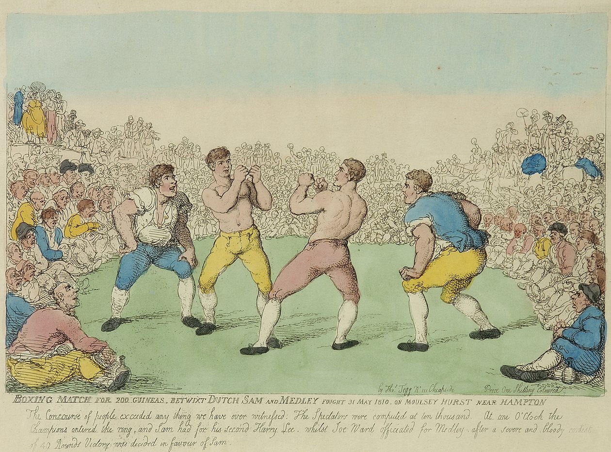 Boxing Match for 200 Guineas between Dutch Sam and Medley (coloured etching) بواسطة توماس رولاندسون