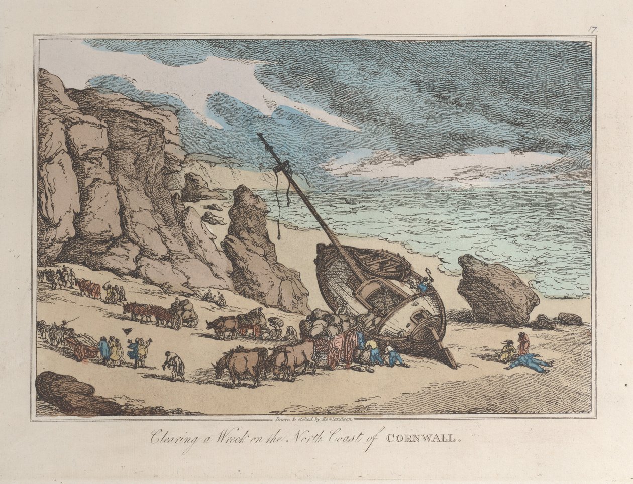 إزالة حطام على الساحل الشمالي لكورنوال ، من اسكتشات من الطبيعة ، ١٨٢٢ ، ١٨٢٢. بواسطة توماس رولاندسون