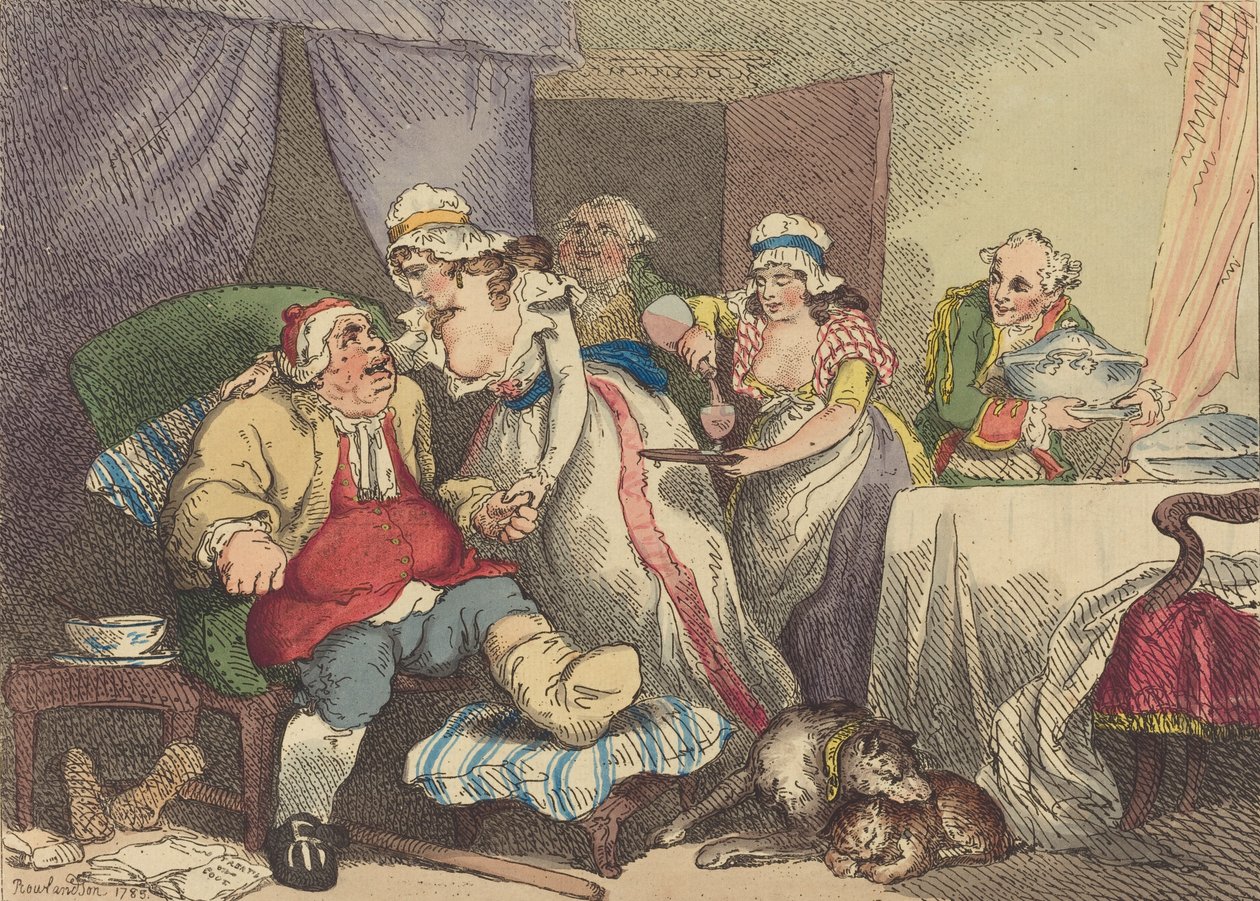 الراحة في النقرس 1785. بواسطة توماس رولاندسون