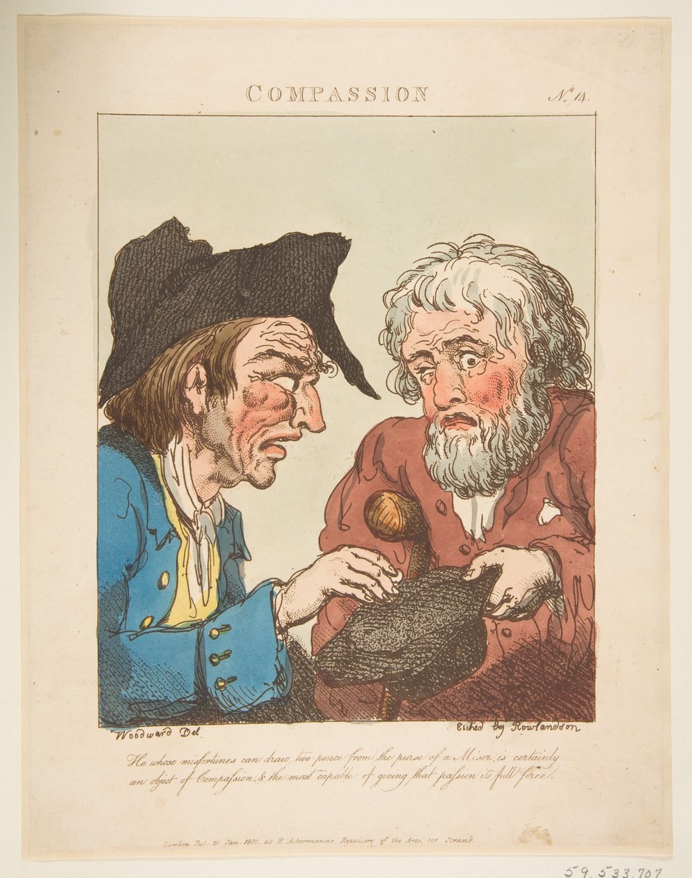 Compassion Le Brun Travested ، أو كاريكاتير العواطف ، 21 يناير 1800. بواسطة توماس رولاندسون
