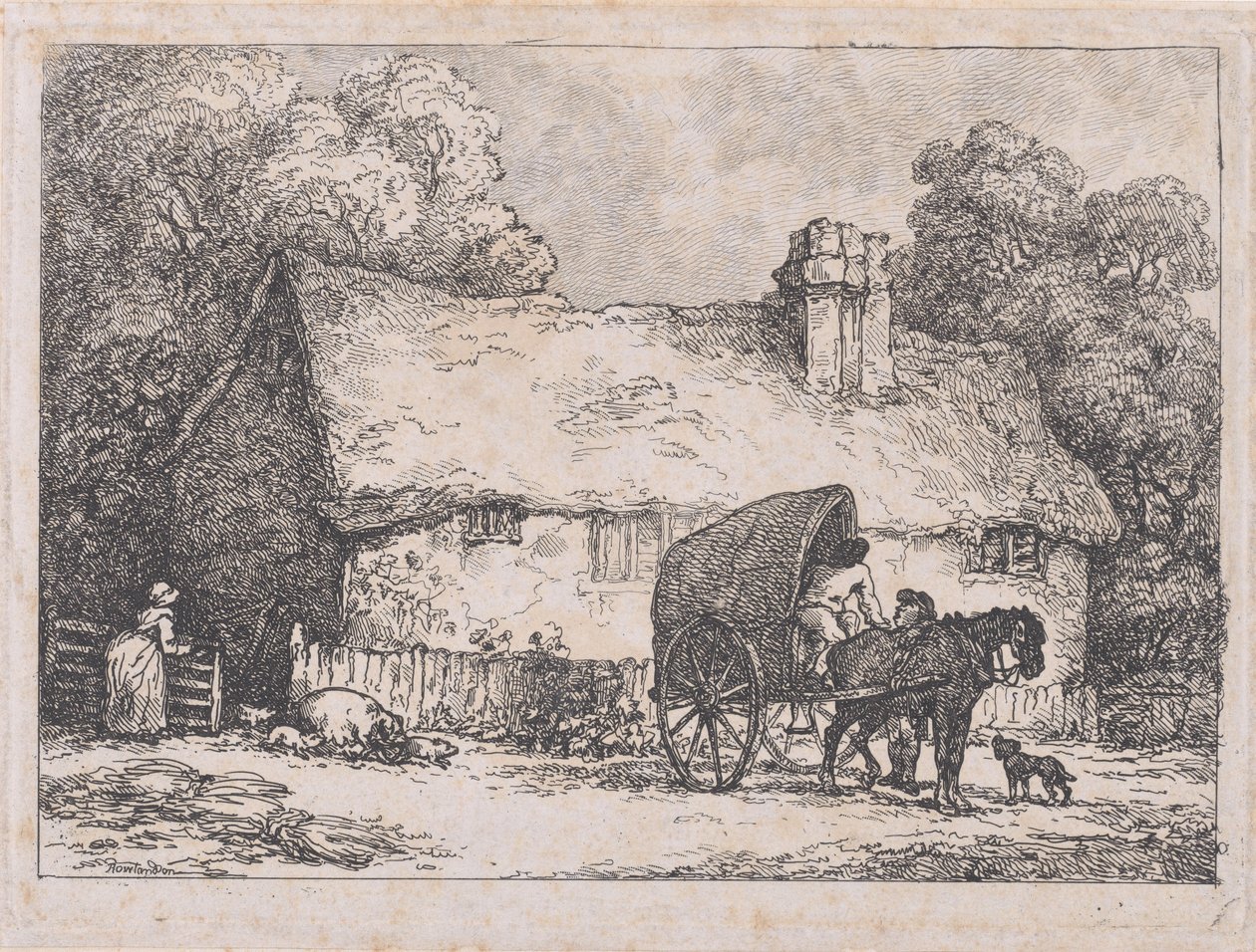 كوخ مع عربة وخنازير ، 1783-89. ، 1783-89. بواسطة توماس رولاندسون