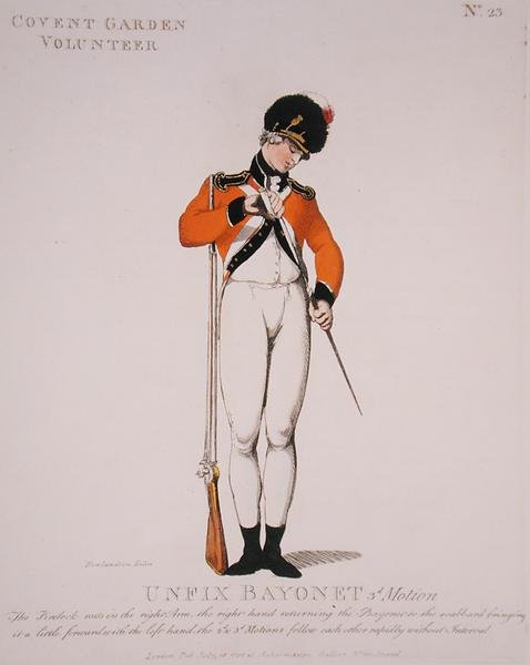 متطوع كوفنت جاردن ، اللوحة 23 من "المتطوعون المخلصون في لندن وبيئاتهم" ، المنشور عام 1798 (ليثو ملون) بواسطة توماس رولاندسون