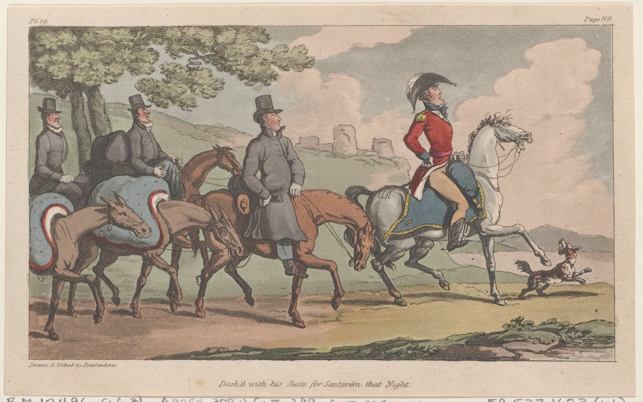 Dash'd مع جناحه في Santarem في تلك الليلة ، من The Military Adventures of Johnny New ... ، 1815. بواسطة توماس رولاندسون
