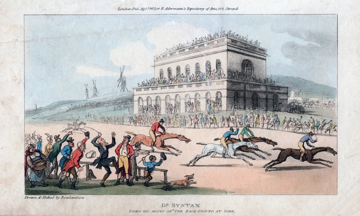 الدكتور سينتكس يفقد أمواله في مضمار السباق في يورك ، 1813. بواسطة توماس رولاندسون