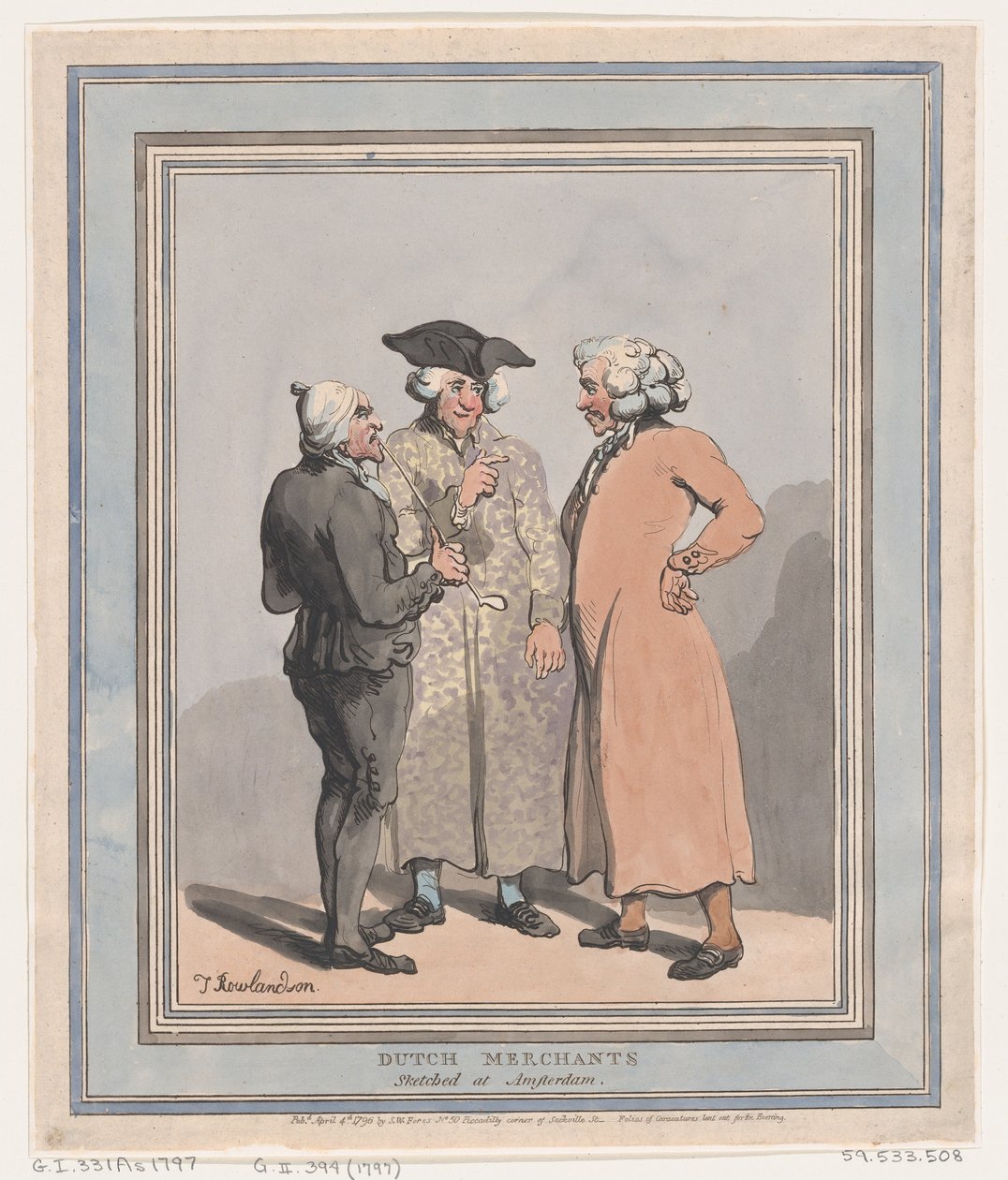 رسم التجار الهولنديين في أمستردام ، 4 أبريل 1796. ، 4 أبريل 1796. بواسطة توماس رولاندسون