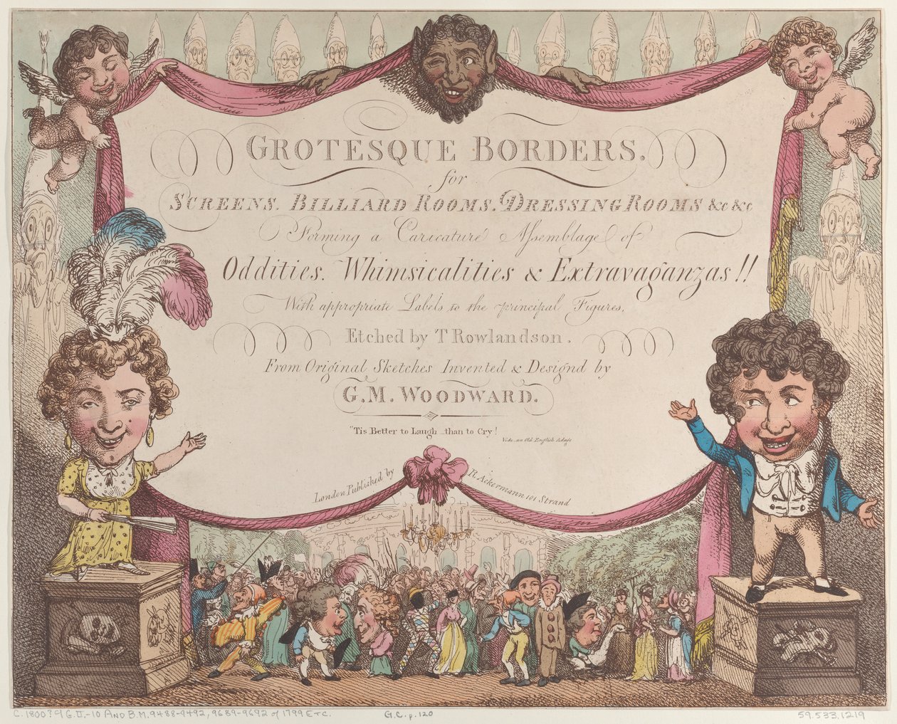 Grotesque Borders for Screens، Billiard Rooms، Dressing Rooms، & c & c، 1799-1800.، 1799-1800. بواسطة توماس رولاندسون