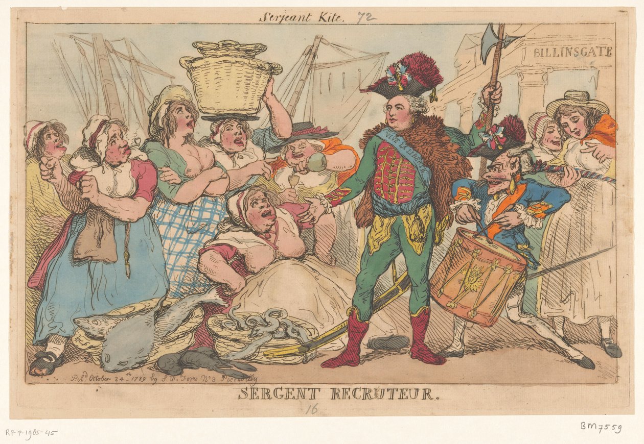 دوق أورليان بين نساء الأسماك ، 1789 Sergent Recruiter (العنوان على الكائن) بواسطة توماس رولاندسون