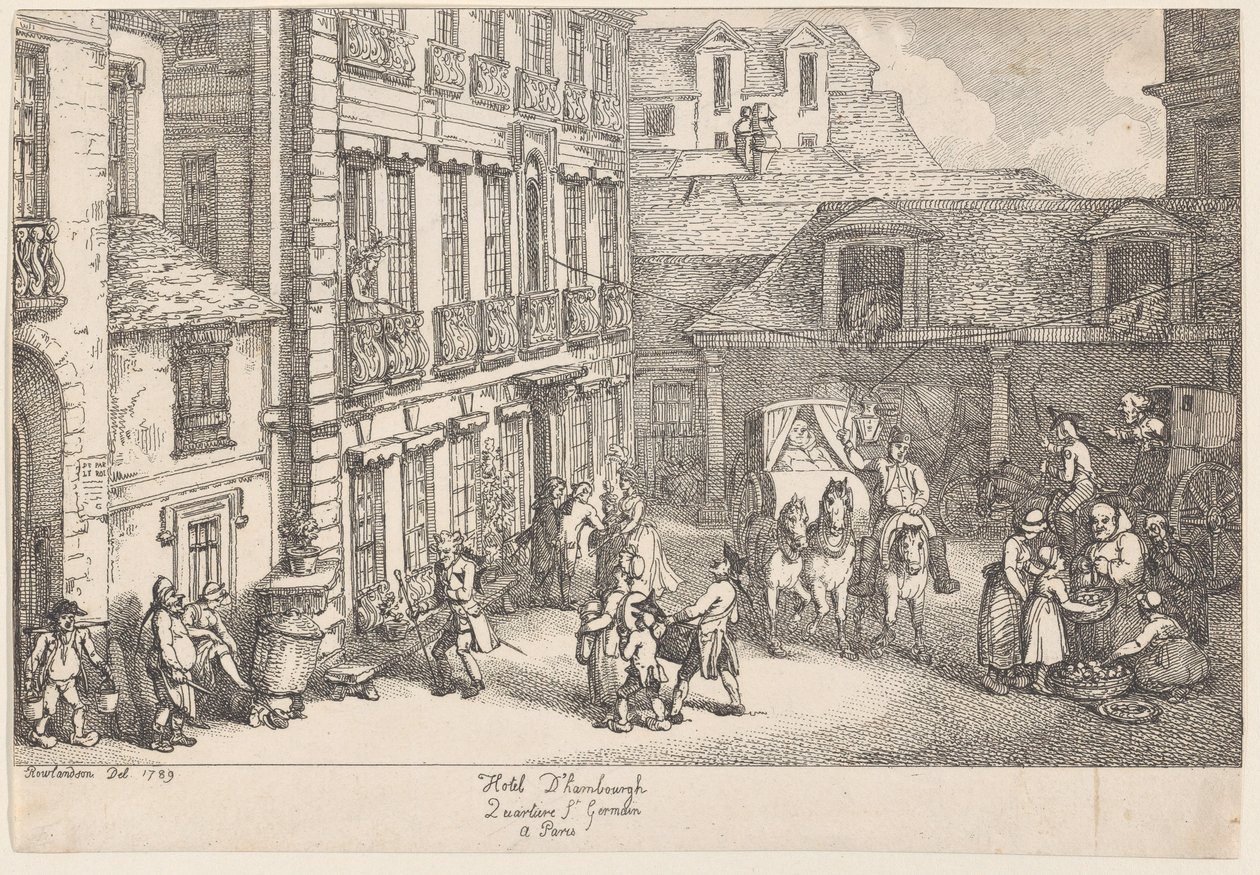 Hotel d'Hambourgh ، Quartiere St. Germain في باريس ، 1789. ، 1789. بواسطة توماس رولاندسون