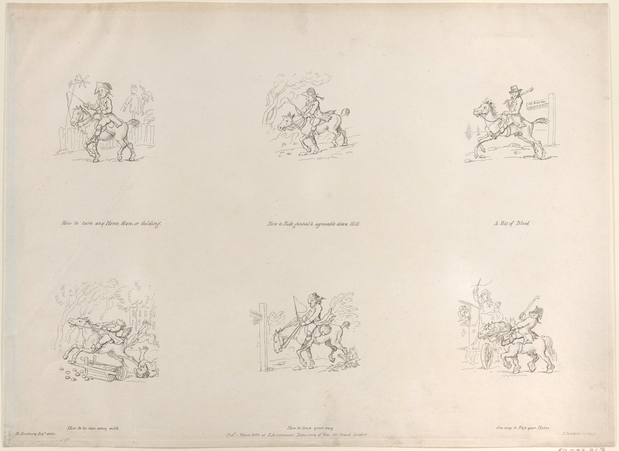 كيفية قلب أي حصان أو فرس أو مخصي ، كيفية الركوب بلطف ومقبول أسفل التل ... ، 1 مارس 1803. بواسطة توماس رولاندسون