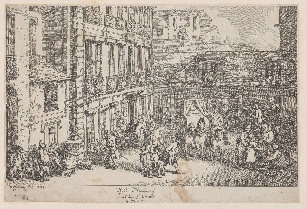 Hôtel d'Hambourgh ، Quartier St. Germain في باريس ، 1789. ، 1789. بواسطة توماس رولاندسون