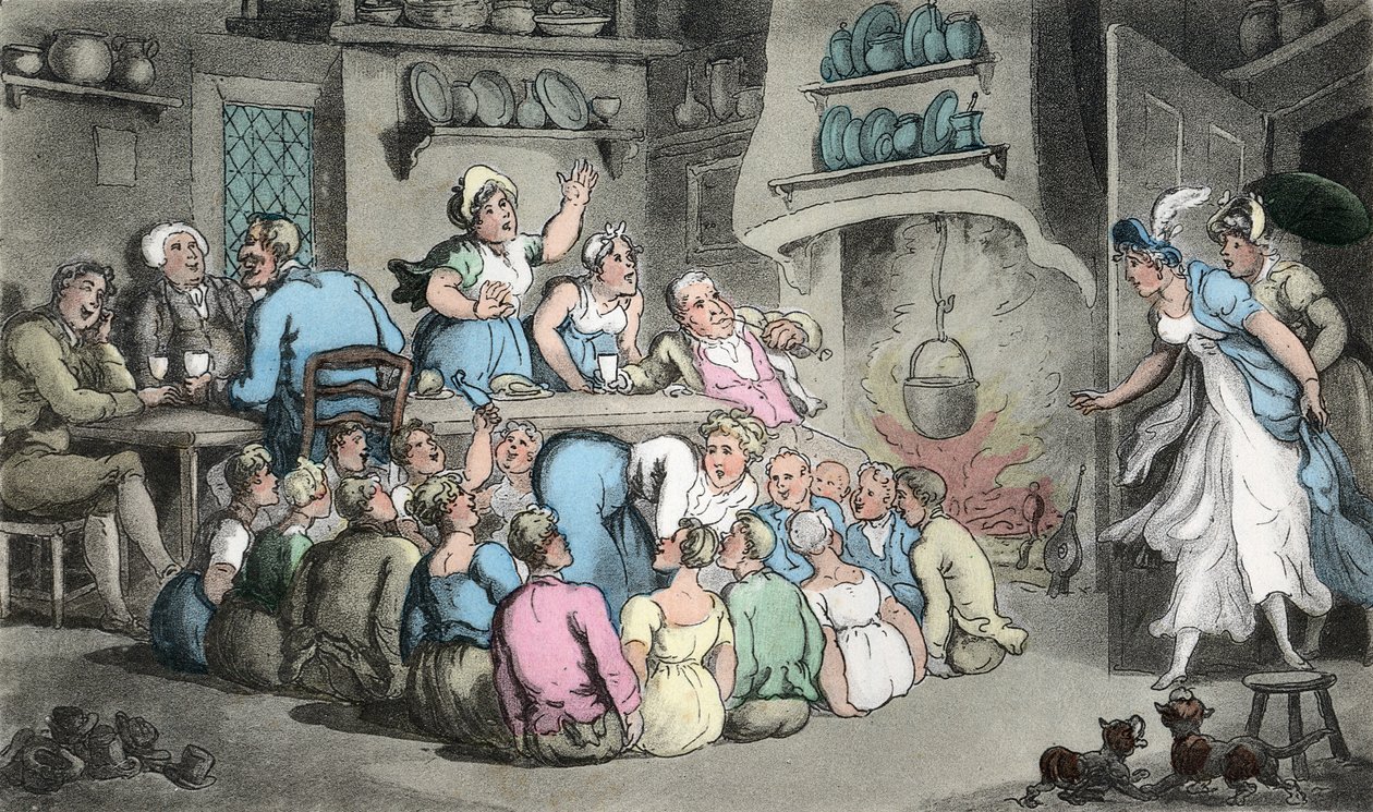 صيد النعال ، رسم توضيحي من "نائب ويكفيلد" بقلم أوليفر غولدسميث ، حانة. أكرمان ، 1817 (نقش يدوي) بواسطة توماس رولاندسون