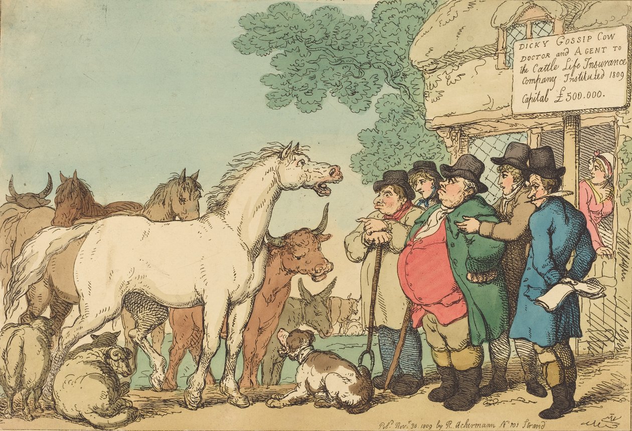 ماشية قابلة للتأمين ، نُشرت عام 1809. بواسطة توماس رولاندسون