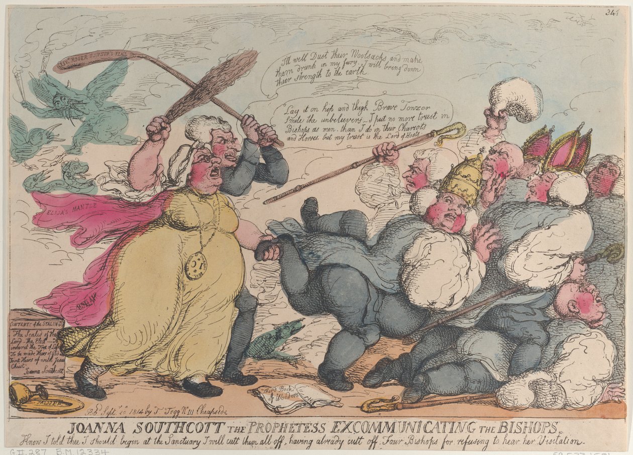 جوانا ساوثكوت النبية تطرد الأساقفة ، 20 سبتمبر 1814. ، 20 سبتمبر 1814 بواسطة توماس رولاندسون