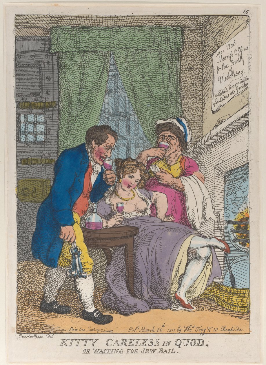 Kitty Careless in Quod or Waiting for Jew Bail، March 28، 1811.، March 28، 1811. بواسطة توماس رولاندسون