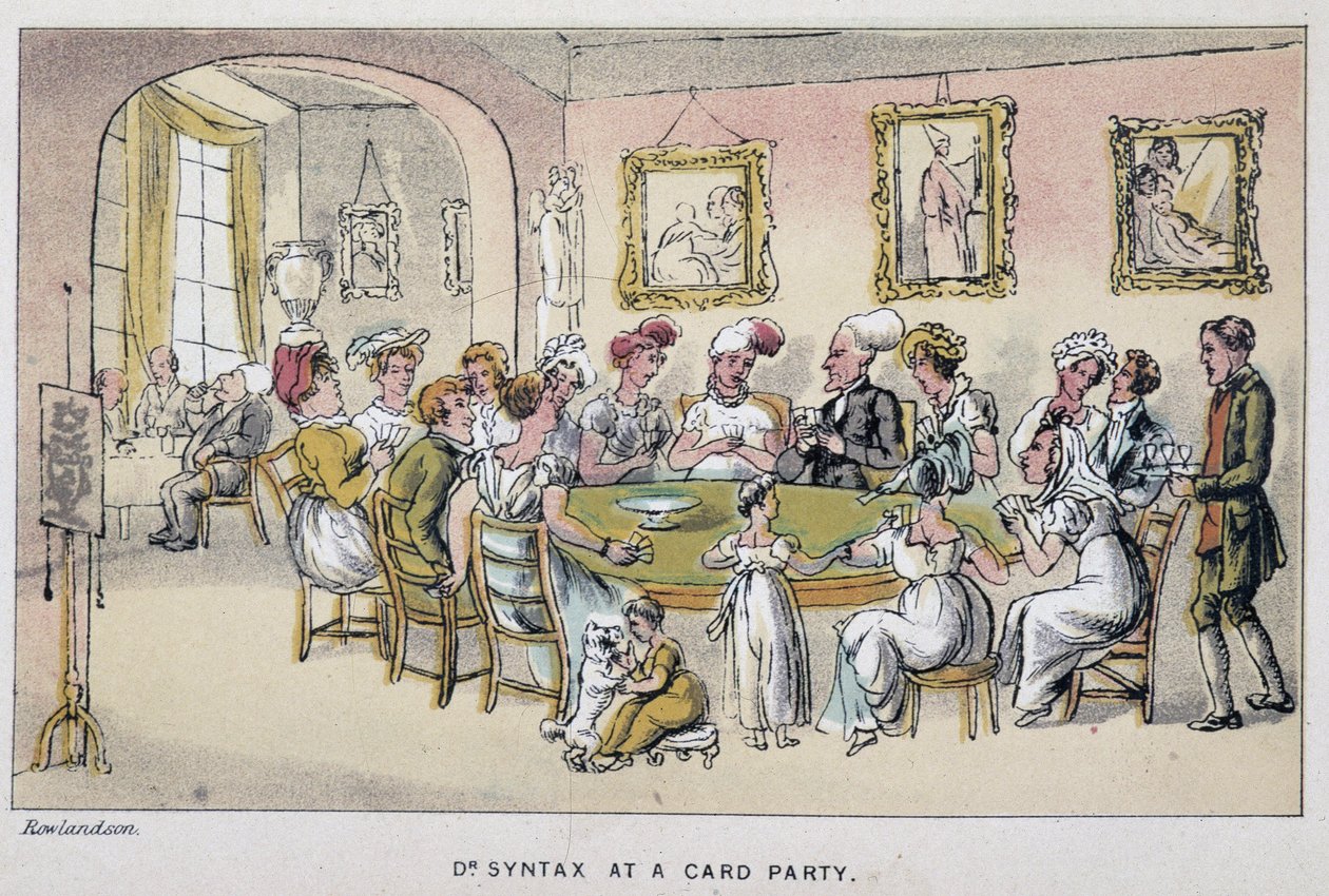 La Decteur à une partie de cartes - في "" جولات Doctor Syntax الثلاث: بحثًا عن العزاء الرائع والزوجة "" بقلم ويليام كومب ، مرض. رولاندسون بواسطة توماس رولاندسون