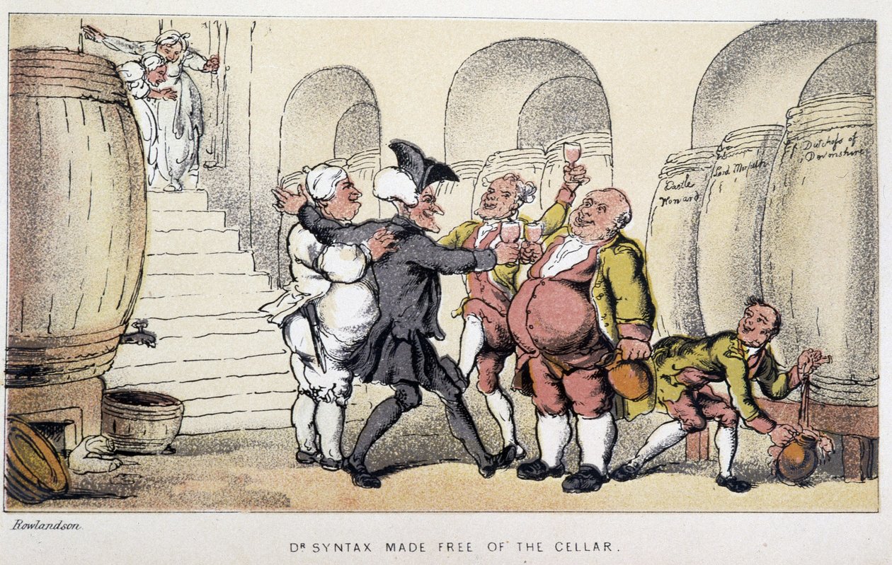 Le Dans un cellar ou un cave - في "" ثلاث جولات لـ Doctor Syntax: بحثًا عن العزاء الرائع والزوجة "" بقلم ويليام كومب ، مرض. رولاندسون بواسطة توماس رولاندسون