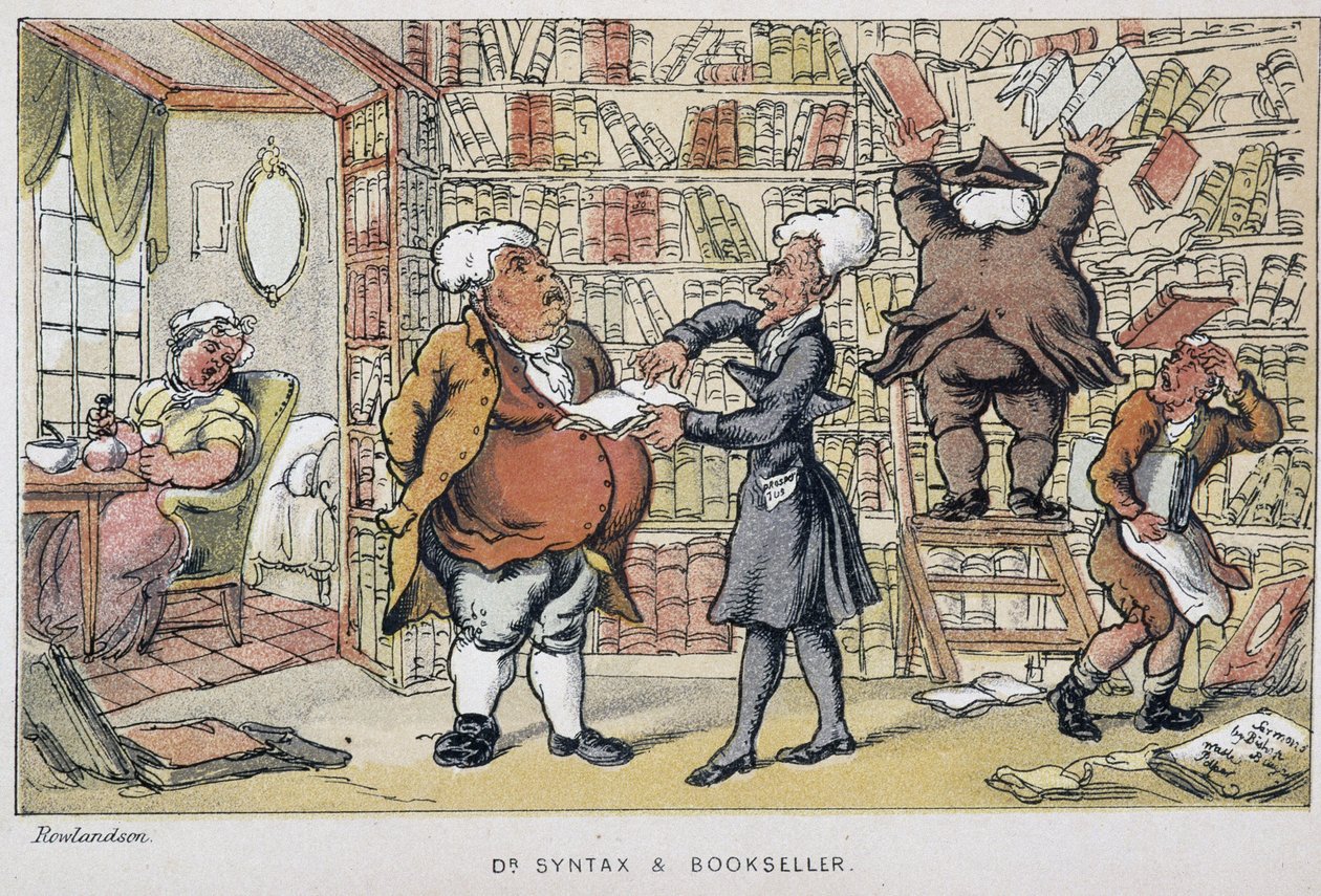 Le Decteur et un marchand de livre - في "" جولات دكتور Syntax الثلاث: بحثًا عن العزاء الرائع والزوجة "" بقلم ويليام كومب ، المريض. رولاندسون بواسطة توماس رولاندسون
