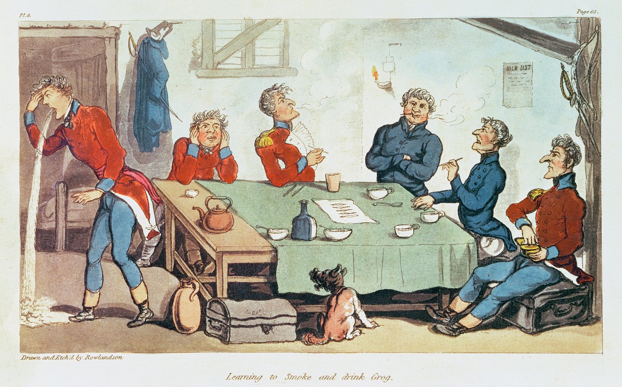 تعلم التدخين والشرب Grog. 1815 بواسطة توماس رولاندسون
