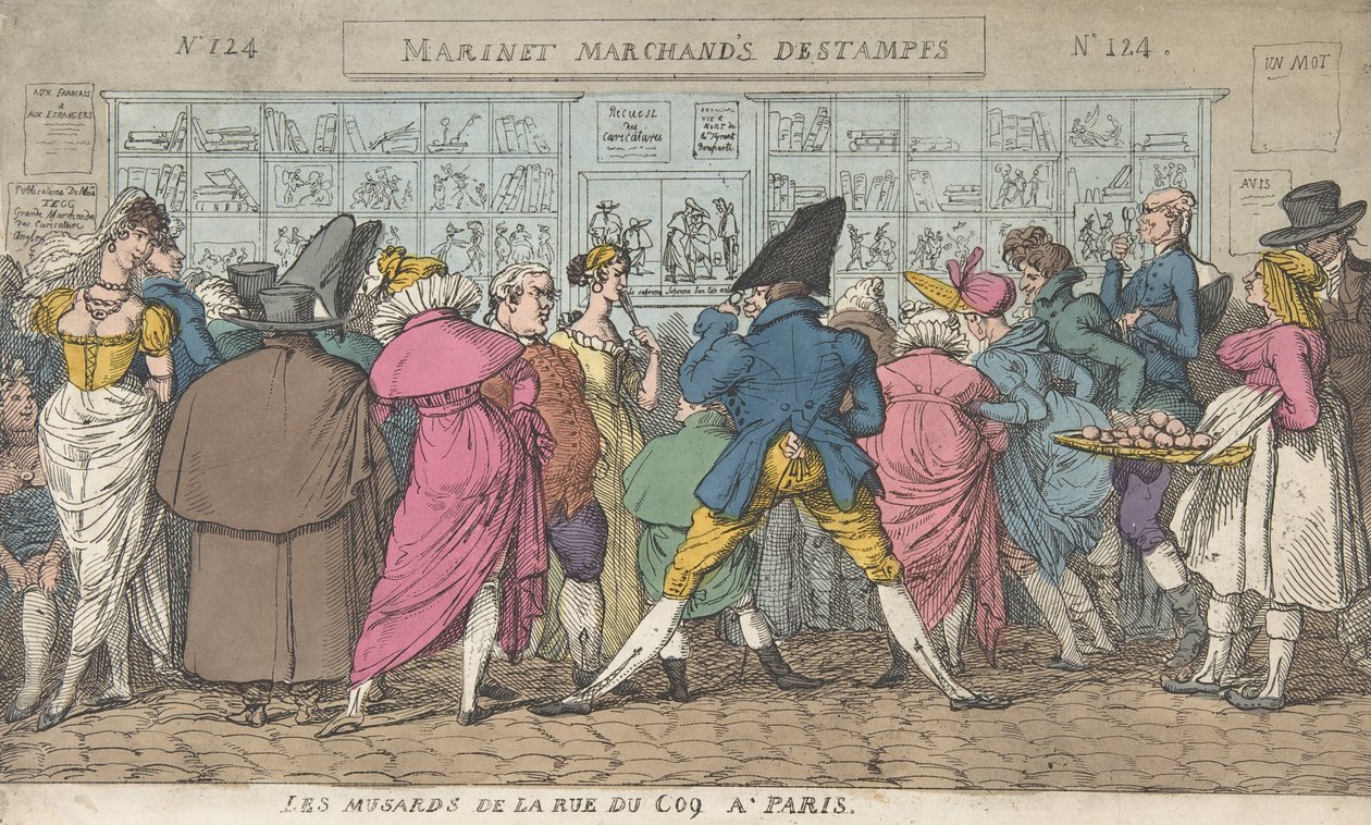 Musards of the Rue du Coq in Paris Dawdlers of the Rue Coq ، باريس ، كاليفورنيا. 1810. ، كاليفورنيا. 1810. بواسطة توماس رولاندسون
