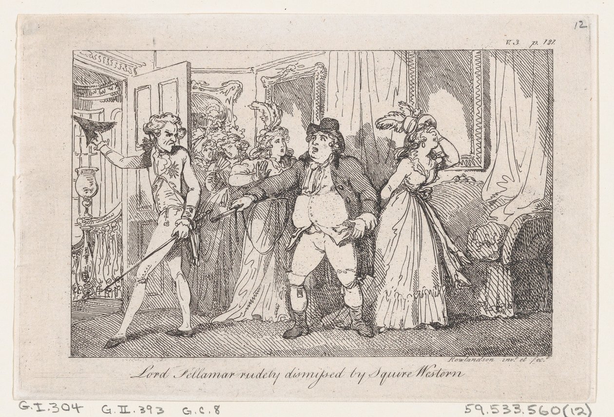 اللورد تيلامار روديلي رفضه سكوير ويسترن ، من تاريخ توم جونز ، لقيط ... ، 1792. بواسطة توماس رولاندسون