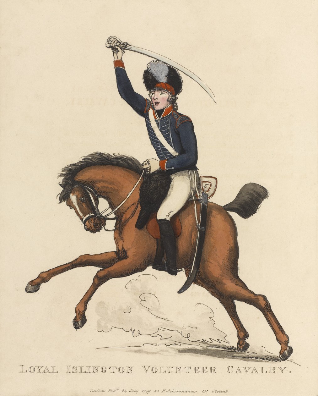 سلاح الفرسان التطوعي المخلص في Islington ، c.1799 (ألوان مائية) بواسطة توماس رولاندسون